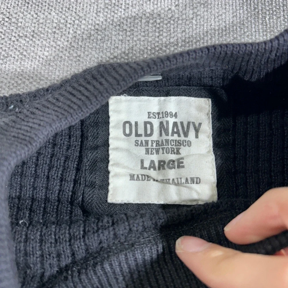 Old Navy Waffle Knit Sweater Mens Large Navy Blue Elbow Patches Thermal - Picture 3 of 7